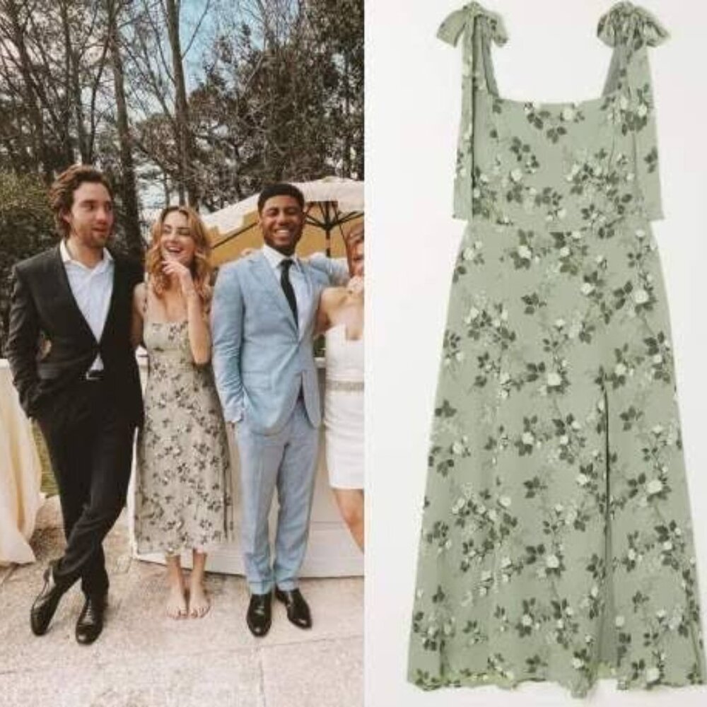 Reformation Green Floral Dress